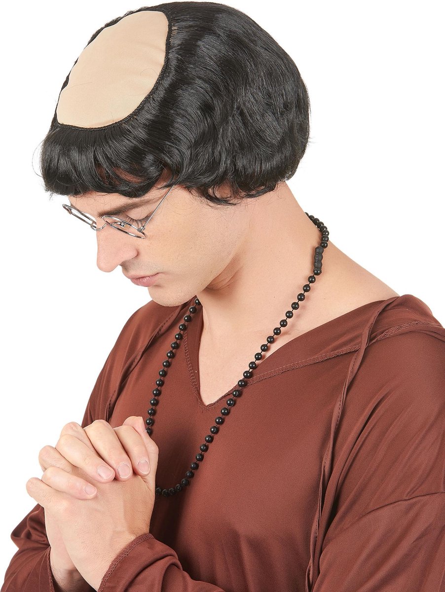  - Zwarte monnik pruik voor mannen - Zwart - One Size