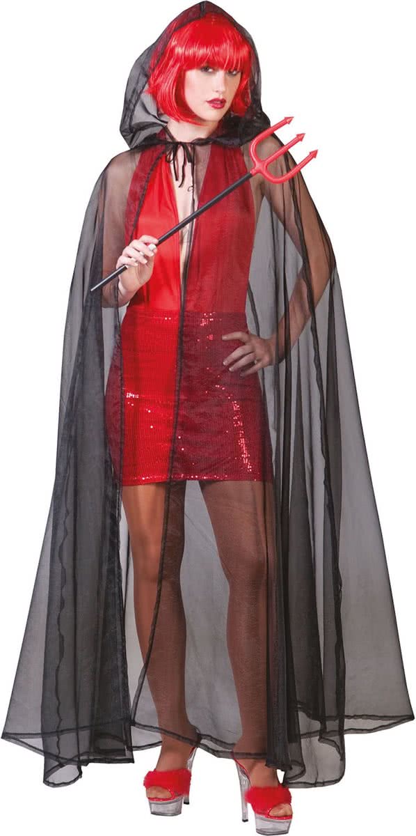 Zwarte doorzichtige cape voor volwassenen -   - One size