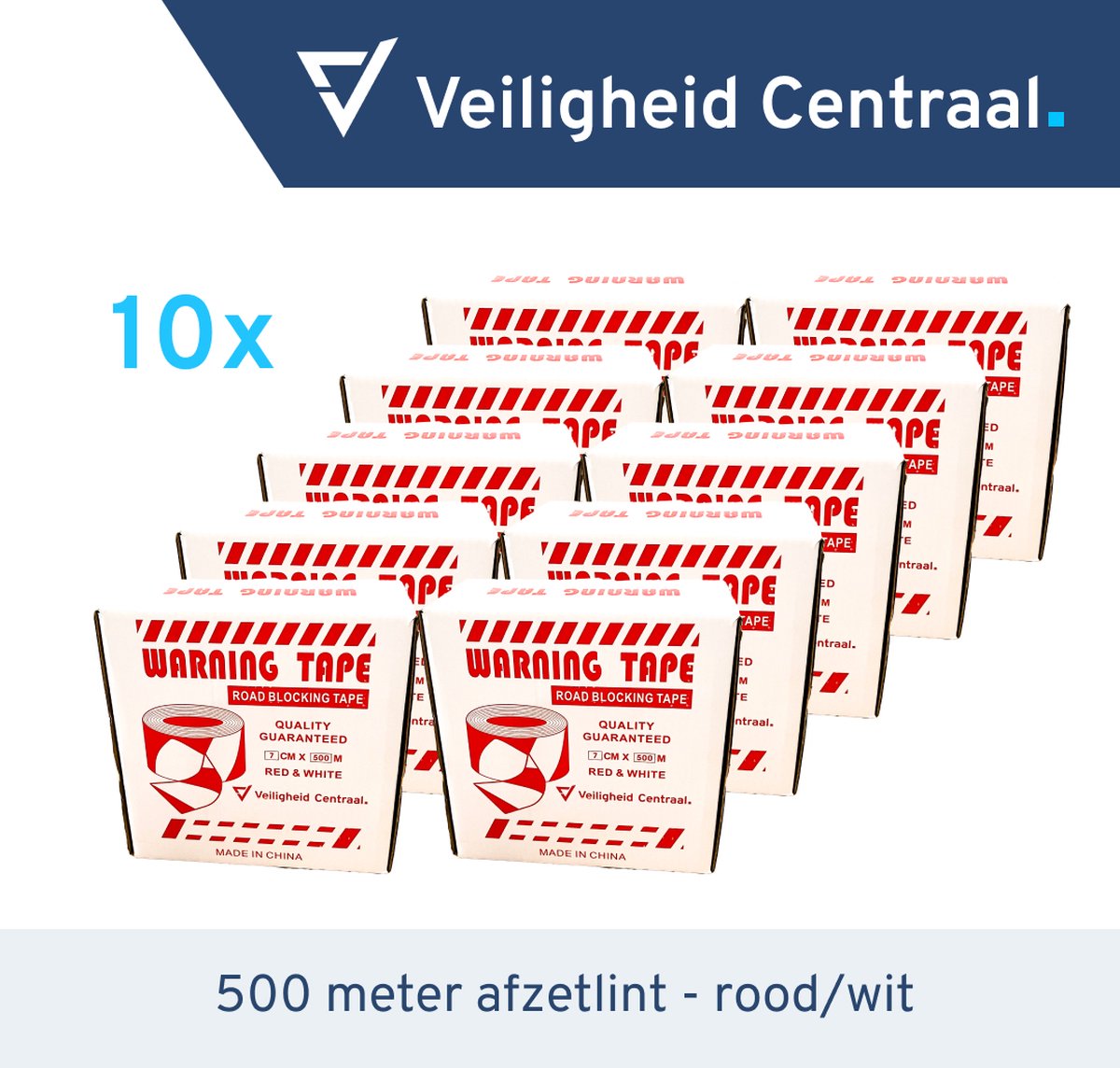 10 stuks - Afzetlint rood/wit 500 meter
