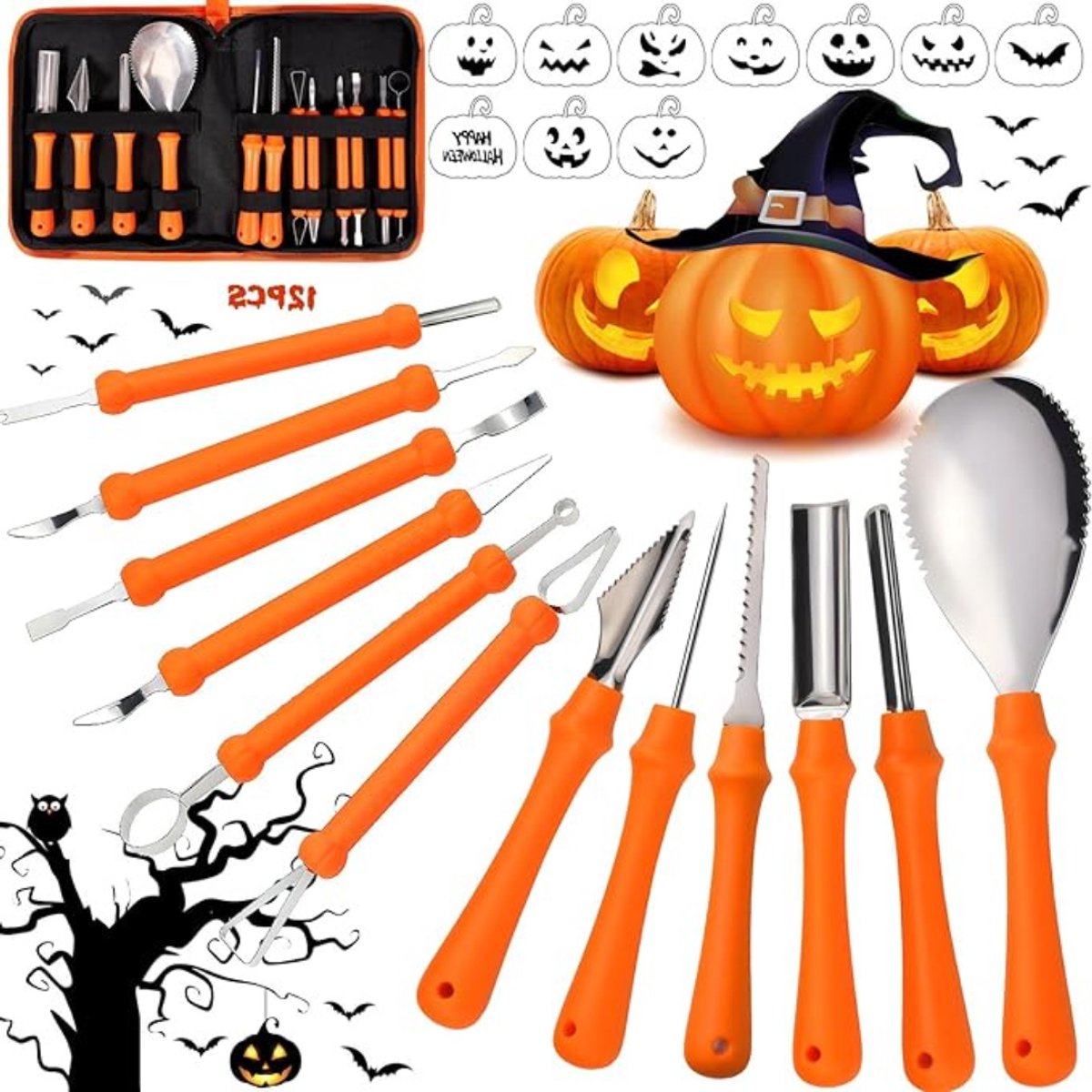 Pompoen uitsnijden set – Halloween pompoen snijset – Pompoen carving kit – Uitsnijgereedschap – Herbruikbaar – Voor kinderen & volwassenen – Decoratie – Halloween versiering – Creatief knutselen