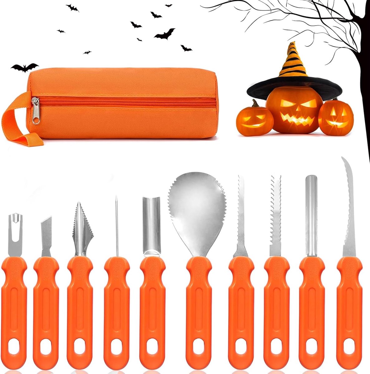 Pompoen uitsnijden set – Halloween pompoen snijset – Pompoen carving kit – Uitsnijgereedschap – Herbruikbaar – Voor kinderen & volwassenen – Decoratie – Halloween versiering – Creatief knutselen