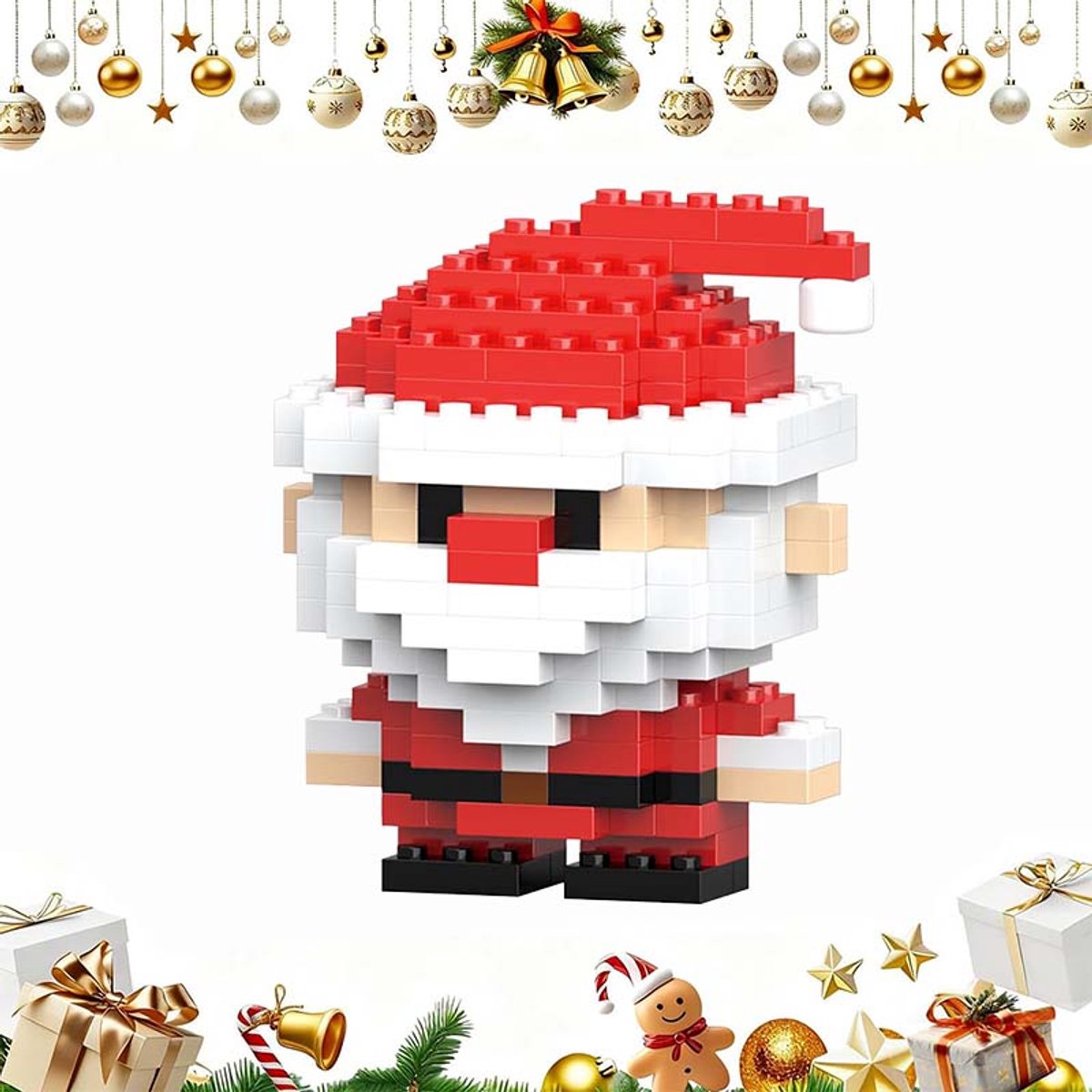 1 stuk kerstthema bouwsteen - Mini figuur bouwsteen - Kerst design bouwspeelgoed - 2025/2026 kerst bouwsteen - Kerst en nieuwjaar decoratief bouwsteen ornament - Geschikt voor bouwsteenliefhebbers