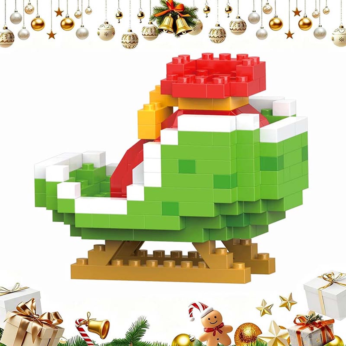 1 stuk kerstthema bouwsteen - Mini figuur bouwsteen - Kerst design bouwspeelgoed - 2025/2026 kerst bouwsteen - Kerst en nieuwjaar decoratief bouwsteen ornament - Geschikt voor bouwsteenliefhebbers