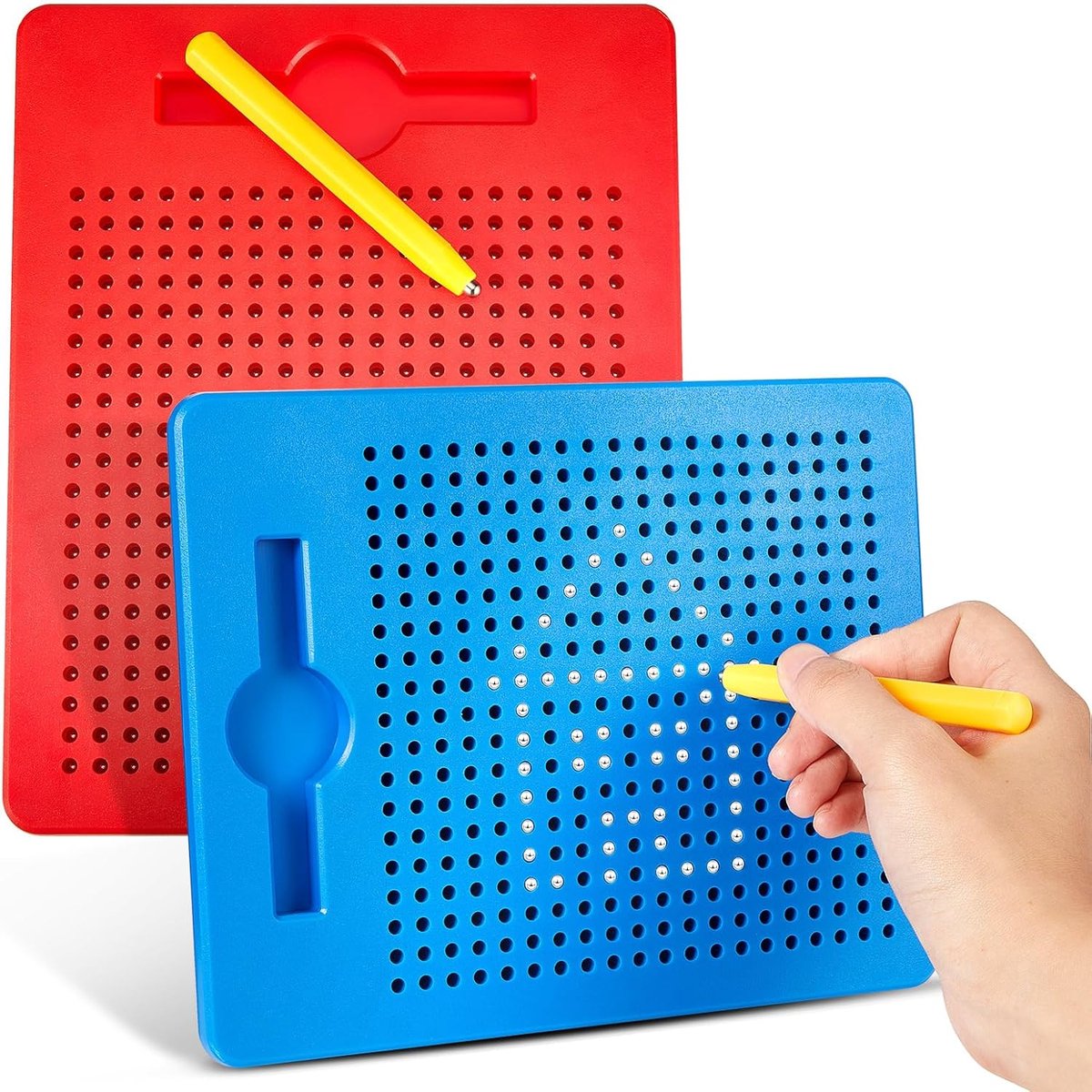 2 stuks magnetische tekenborden voor kinderen - Magnetisch bord - Kinder magnetisch tekenbord - Met pen - Magnetisch spel - Geschikt voor kinderen vanaf 3 jaar (Rood + Blauw)