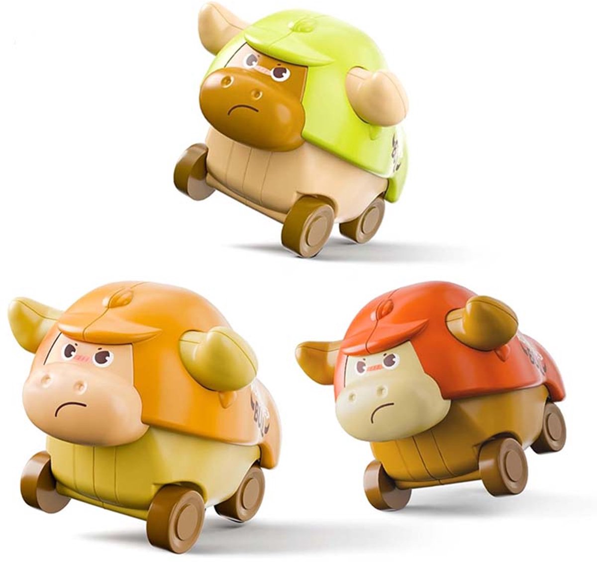 3 stuks speelgoedautootjes voor kinderen - Mini dieren raceautos voor babys - Baby speelgoedauto set - Druk-autos - Geschikt voor 2-3 jaar en 18-24 maanden