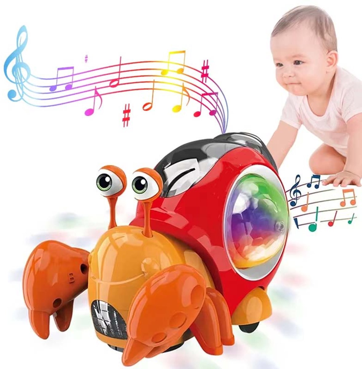 Kruipende Krab Babyspeelgoed met Muziek, Oplichtend Interactief Muzikaal Speelgoed voor Babys, Dansend Kruipend Speelgoed, Peuterspeelgoed 0-12