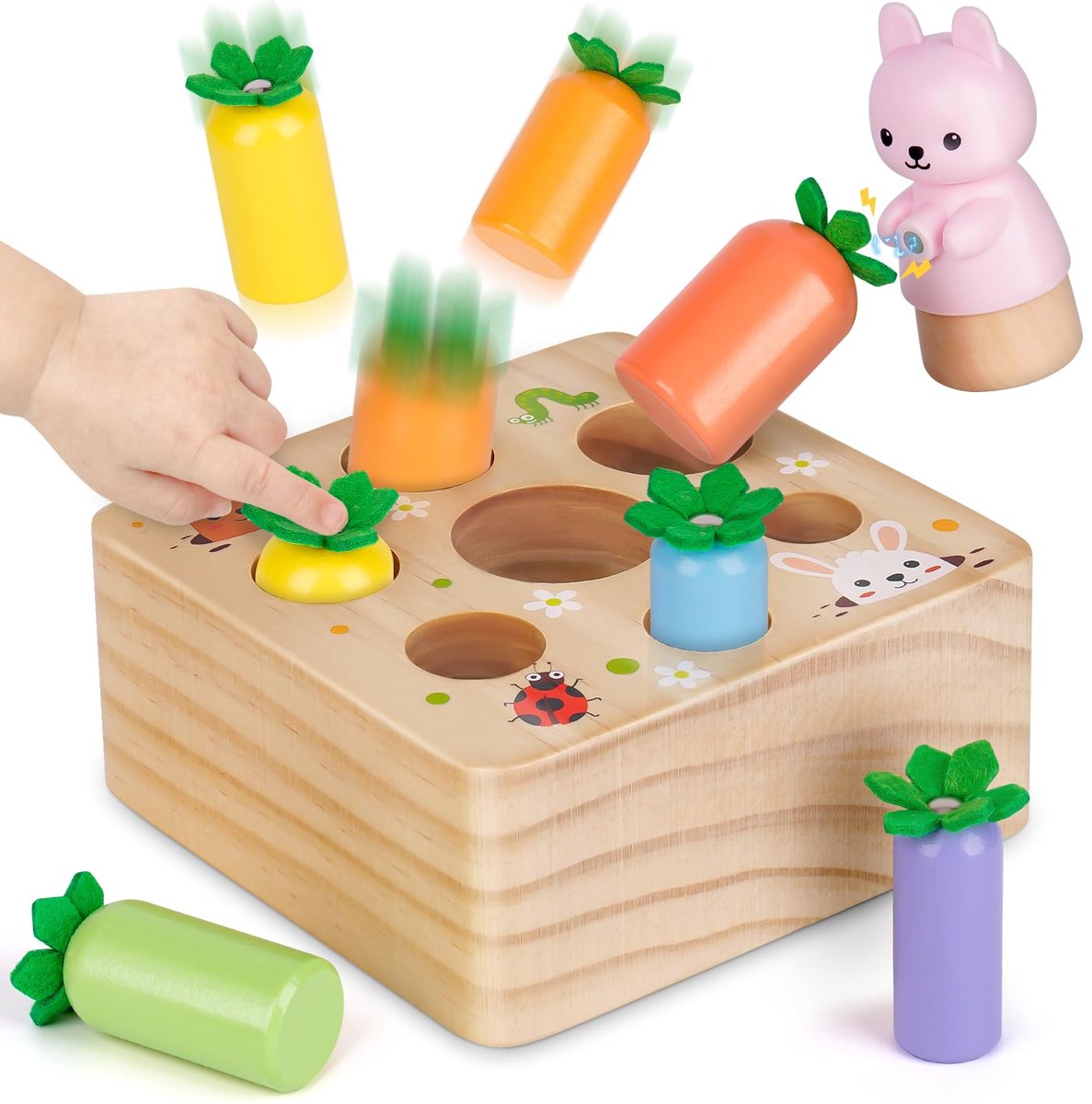 Montessori Baby Motoriek Speelgoed voor Kinderen - Peuters, Kinderspeelgoed, Houten Speelgoed, Educatief Speelgoed, Houten Spellen, Verjaardagscadeau voor Meisjes en Jongens