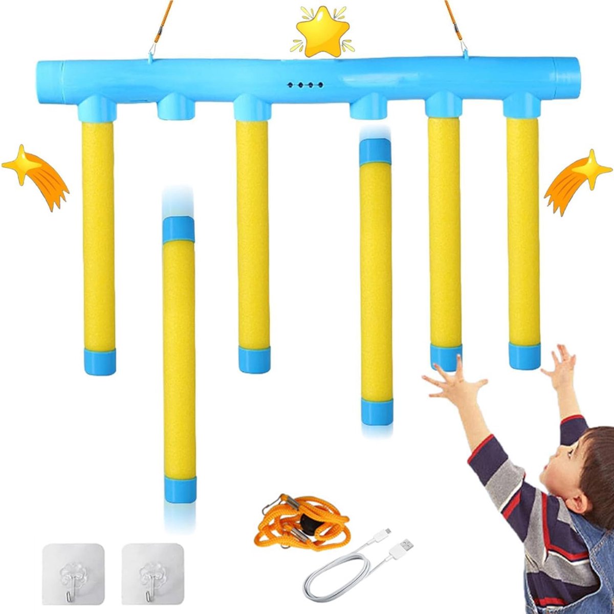 Upgrade Reflex Uitdagingsspel, Stokjes vangen spel, 3 Verstelbare Snelheid Drop Sticks Spel, Hand-Oog Coördinatie Trainingsspeelgoed, Reactie Trainingsspeelgoed voor Kinderen en Volwassenen - Geel