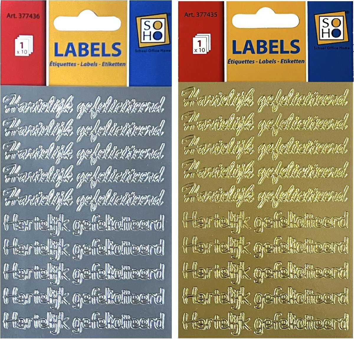 Peel off stickers - Hartelijk Gefeliciteerd - Zilver & Goud - 100 stuks