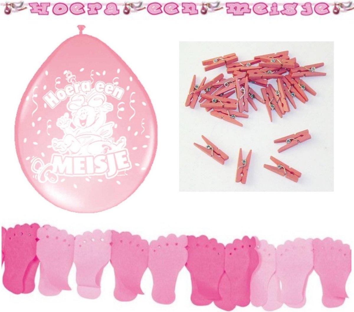 Baby pakket versiering - Geboorte - Babyshower - Gender reveal versiering - Hoera een meisje