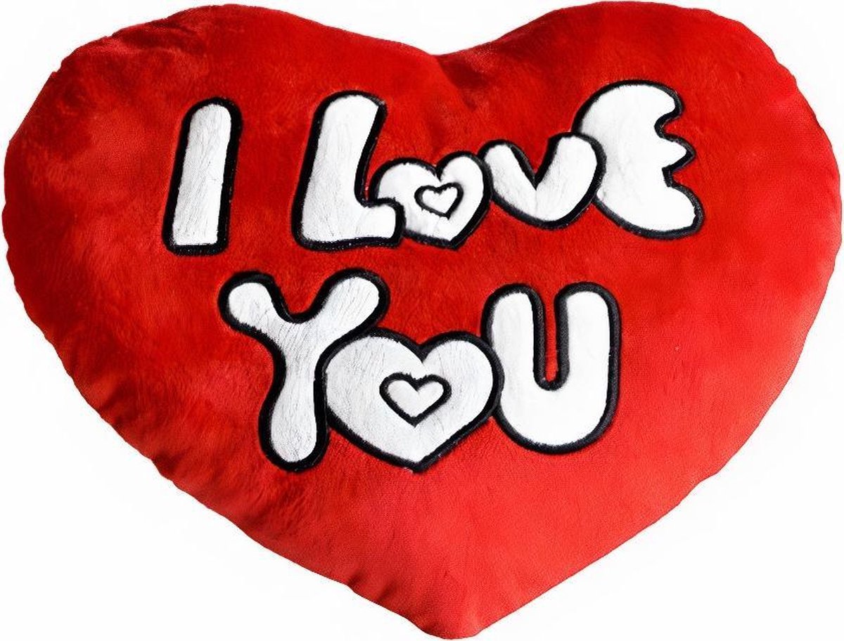 Kussen - Hart - I Love You - 35 cm - Rood- valentijn liefde