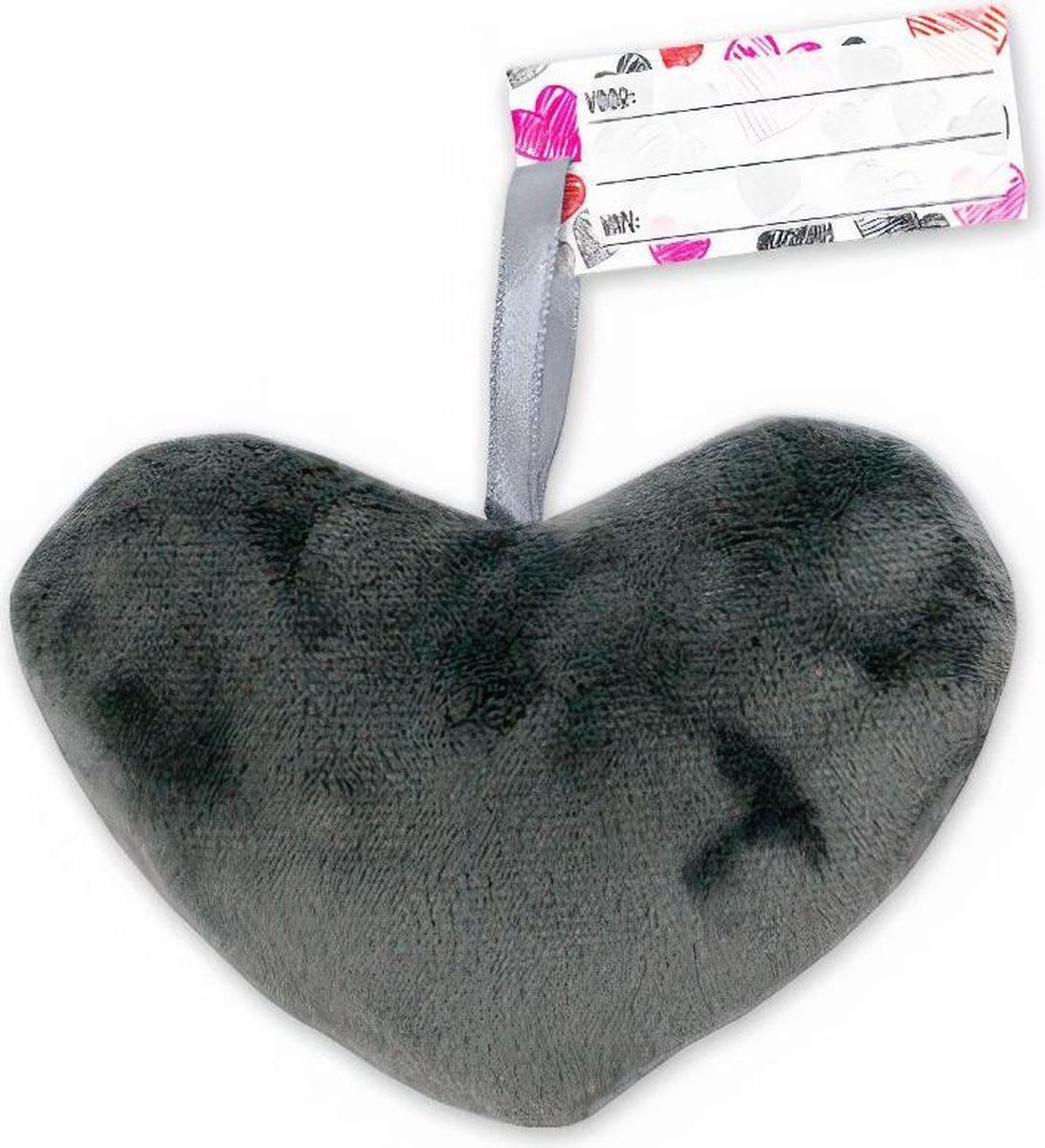 Verhaak Hart Pluche 12 Cm Grijs