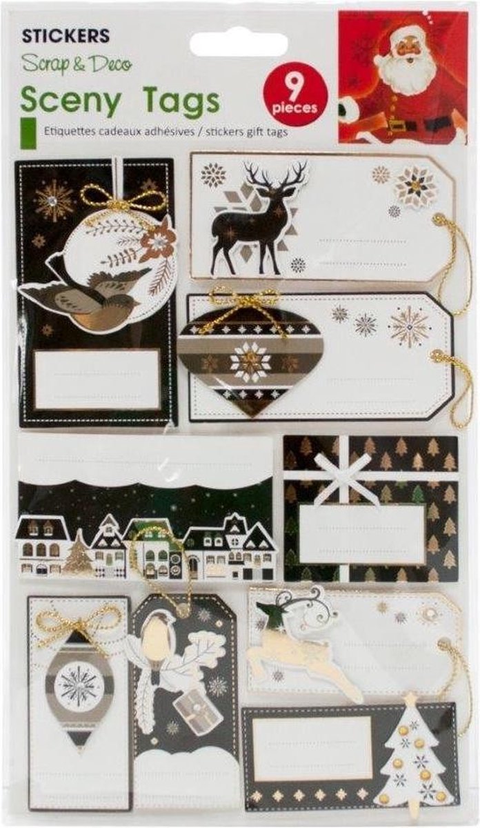 Verhaak Kerstetiketten/stickers Magic Papier Wit 9-delig