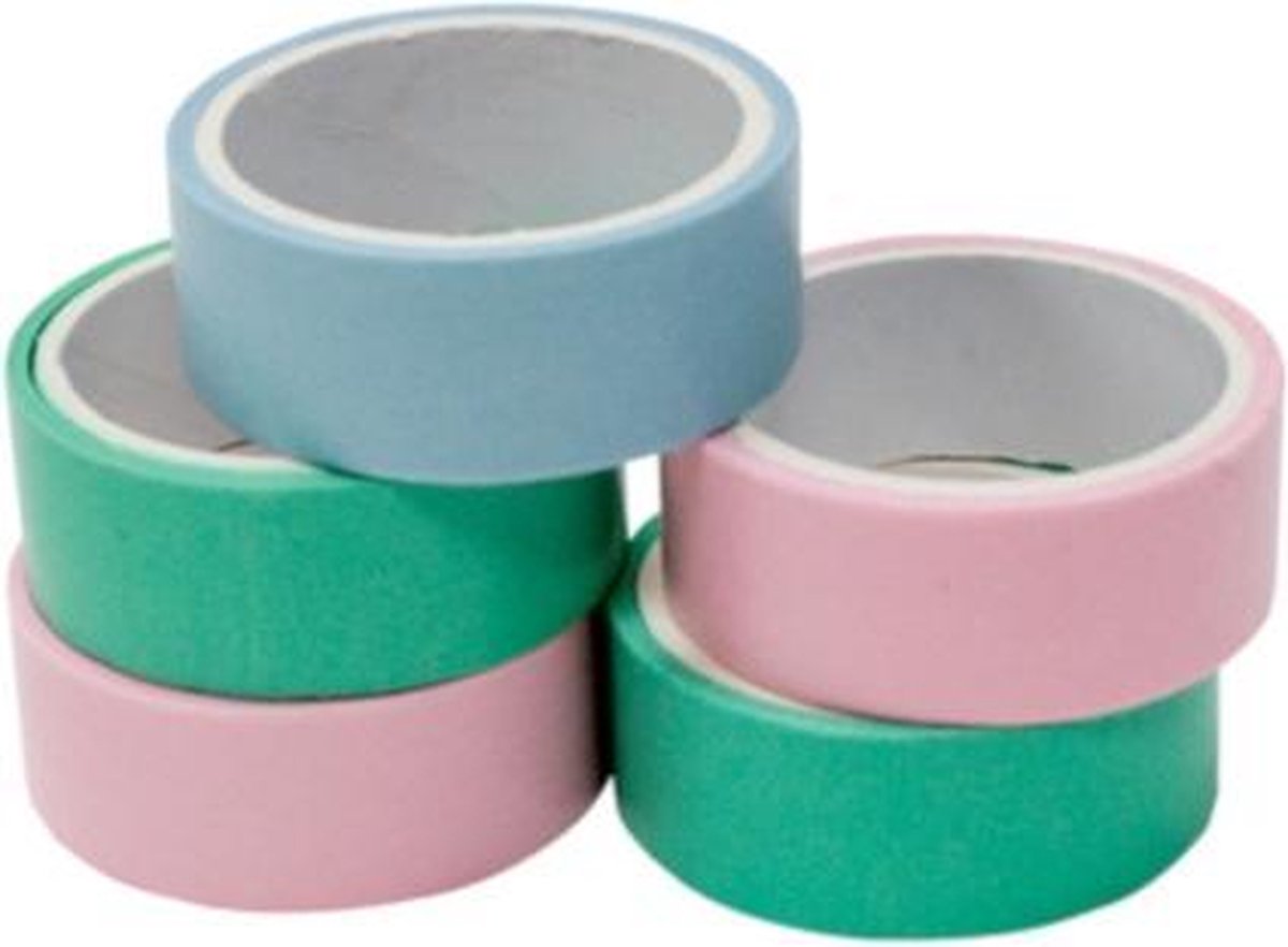 Verhaak Washi-tape 3 Meter Papier Pastel 5 Stuks