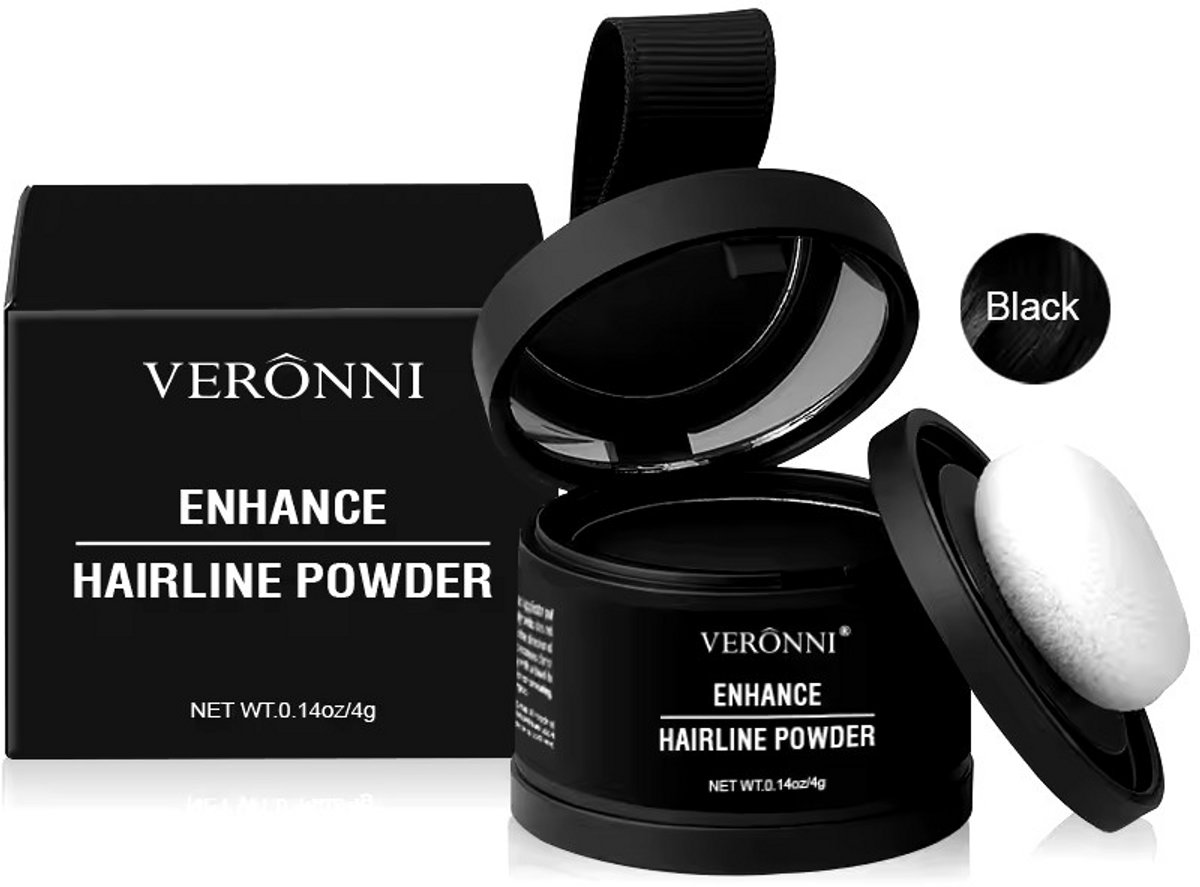   haarlijn Poeder - Haarlijn Poeder - Haargrens - Haarstyling - Haarpoeder - Haarverf - black - zwart