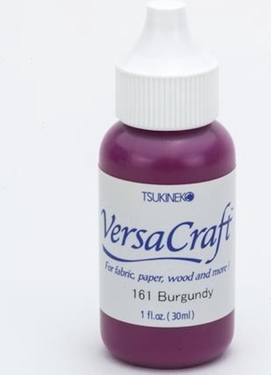 Tsukineko   161 burgundy refill - versa craft stempelinkt navul rood roze 30 ml. - permanente inkt voor stof, papier, hout en meer