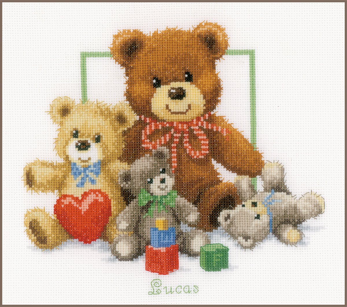 Borduurpakket Knuffelberen geboortetegel - Vervaco