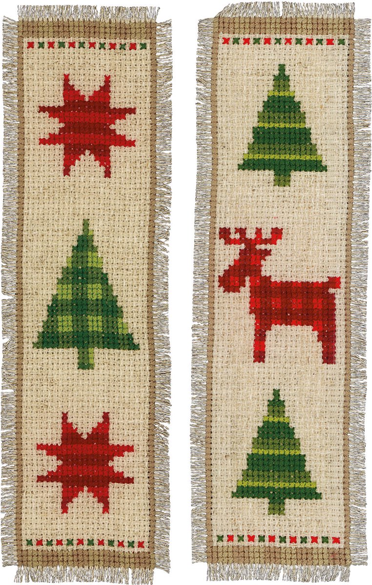 Vervaco - Bladwijzer kit Geruite kerstbomen set van 2 - PN-0147559