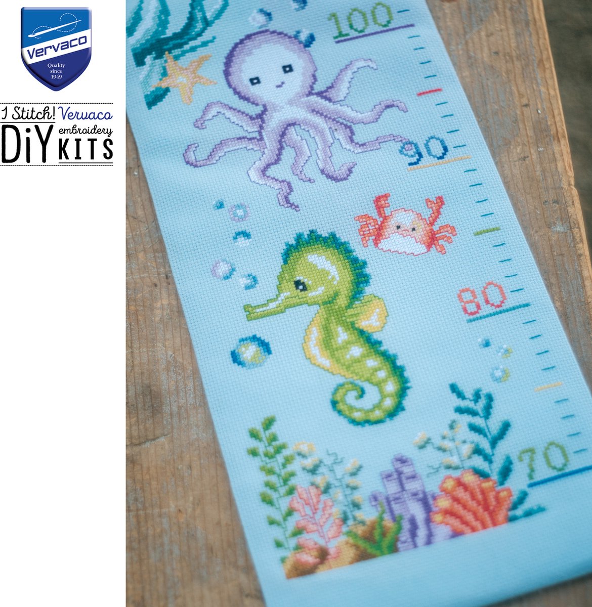Vervaco - Telpakket kit - Geboorte - Groeimeter - Zeedieren - PN-0203270