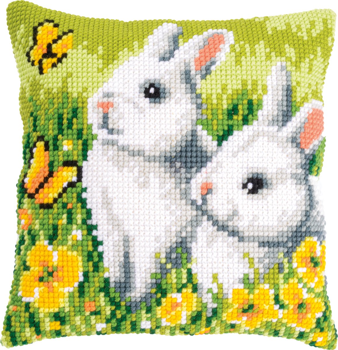 Vervaco Konijnen en vlinders Kruissteekkussen pakket PN-0200552