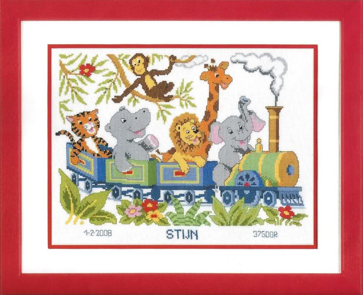 borduurpakket 70.657 jungle, dierentrein, geboorte