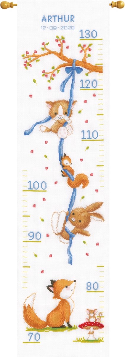 borduurpakket 75.864 vrolijke bosvriendjes, groeimeter/meetlat