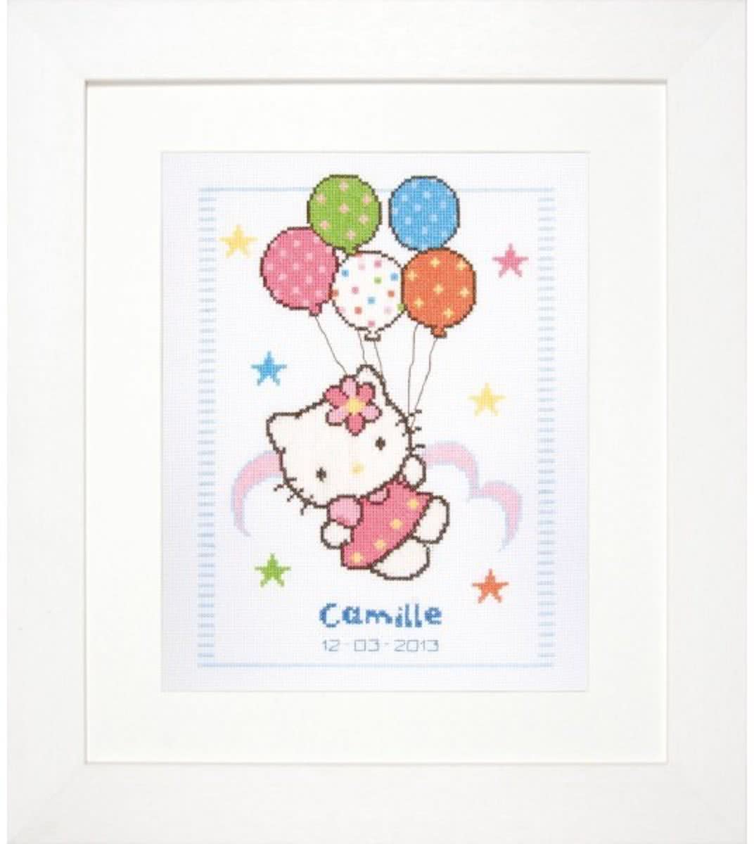 borduurpakket PN0148222 hello kitty, geboorte, ballonnen