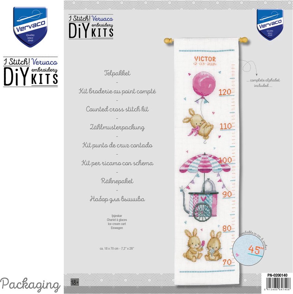 borduurpakket PN0200140 haasjes, ijskar, groeimeter/meetlat