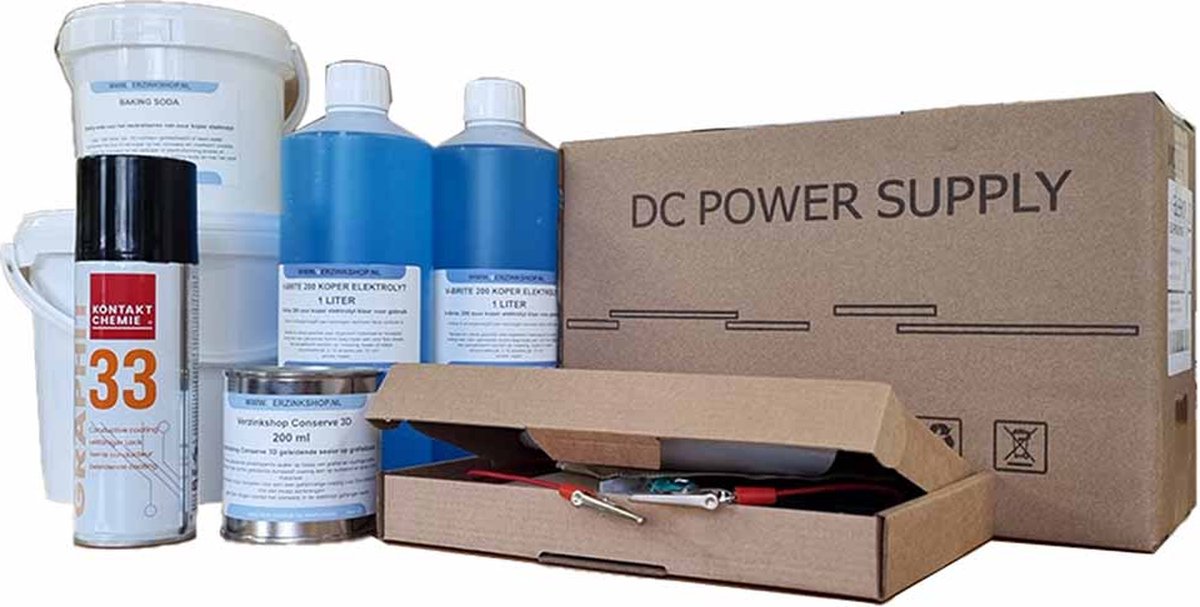 Modelbouw Electroforming Kit Koper - 6 liter , eleshop 10A voeding