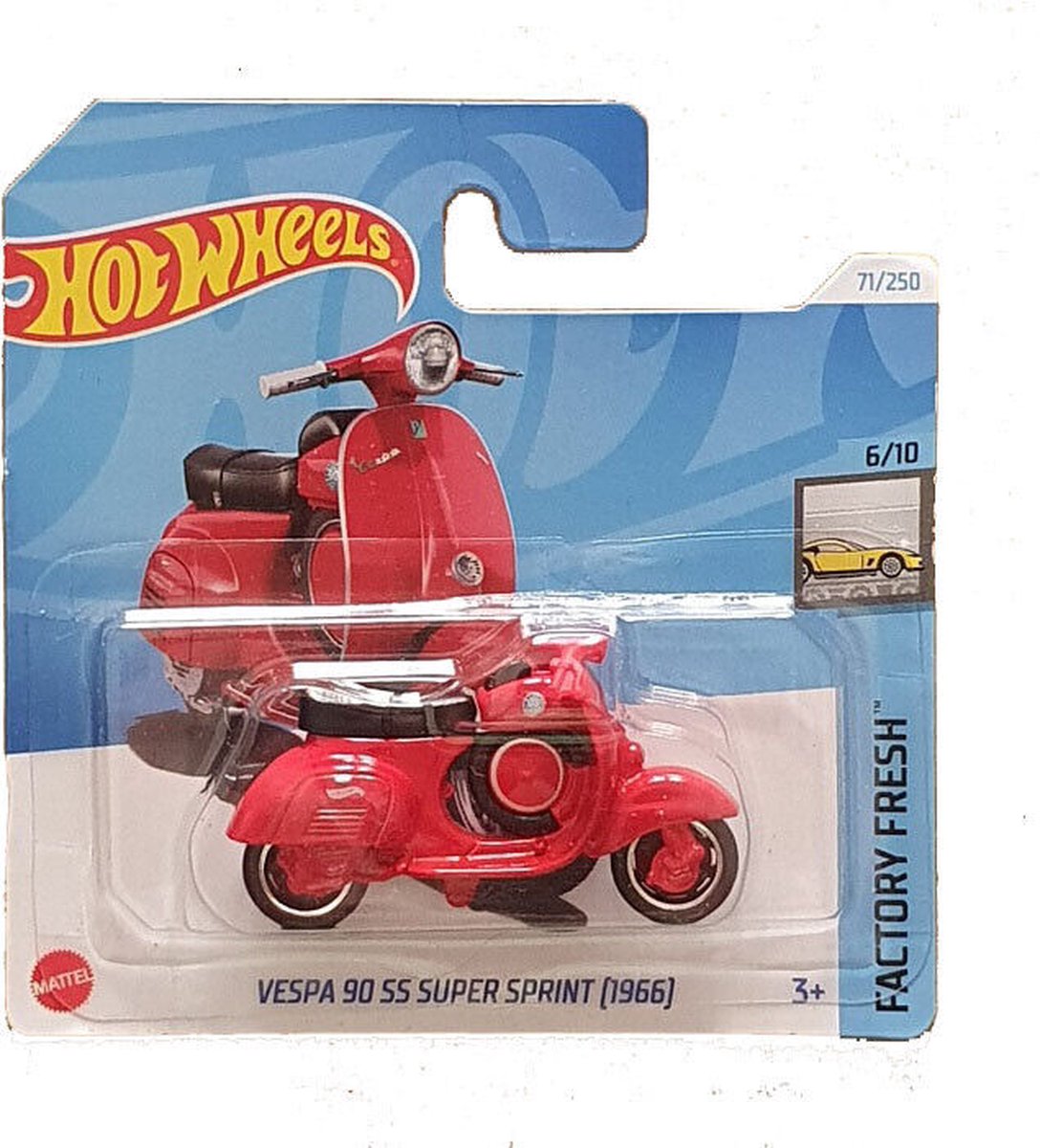 HOT WHEELS VESPA 90 SS SUPER PRINT (1966) RED 71/250 1:64 FACTORY FRESH 6/10