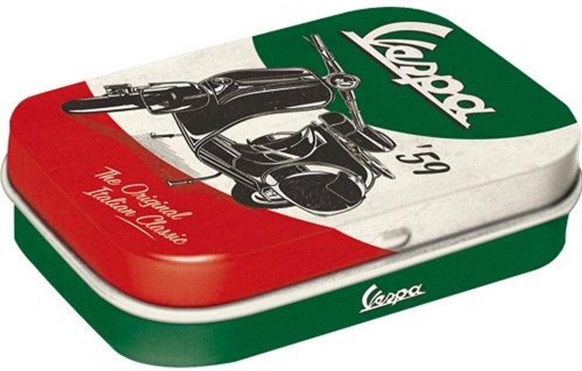 Vespa 59 - The Original Italian Classic - Pepermunt Metalen blikje - Mint box