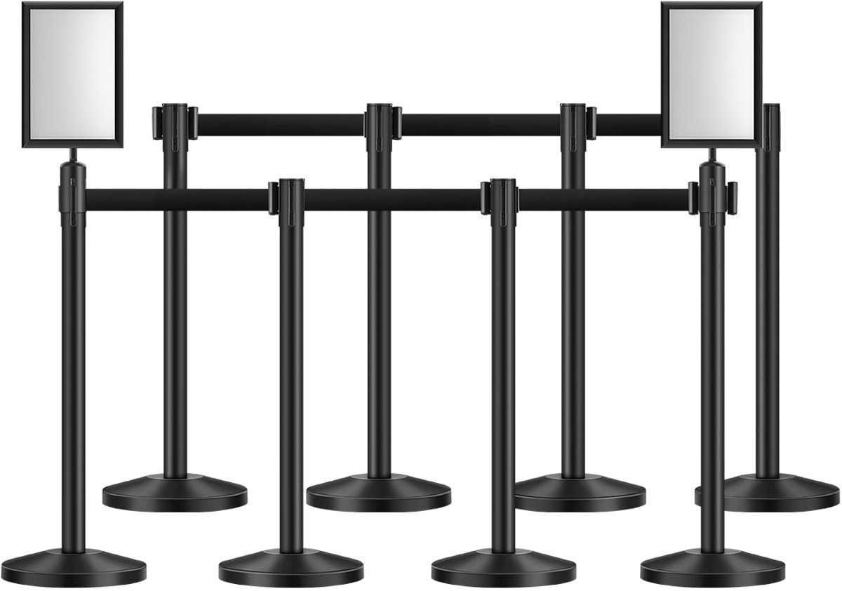 VEVOR 8-Pack Afzetpalen met 4 Intrekbare Banden en 2 Bordhouders