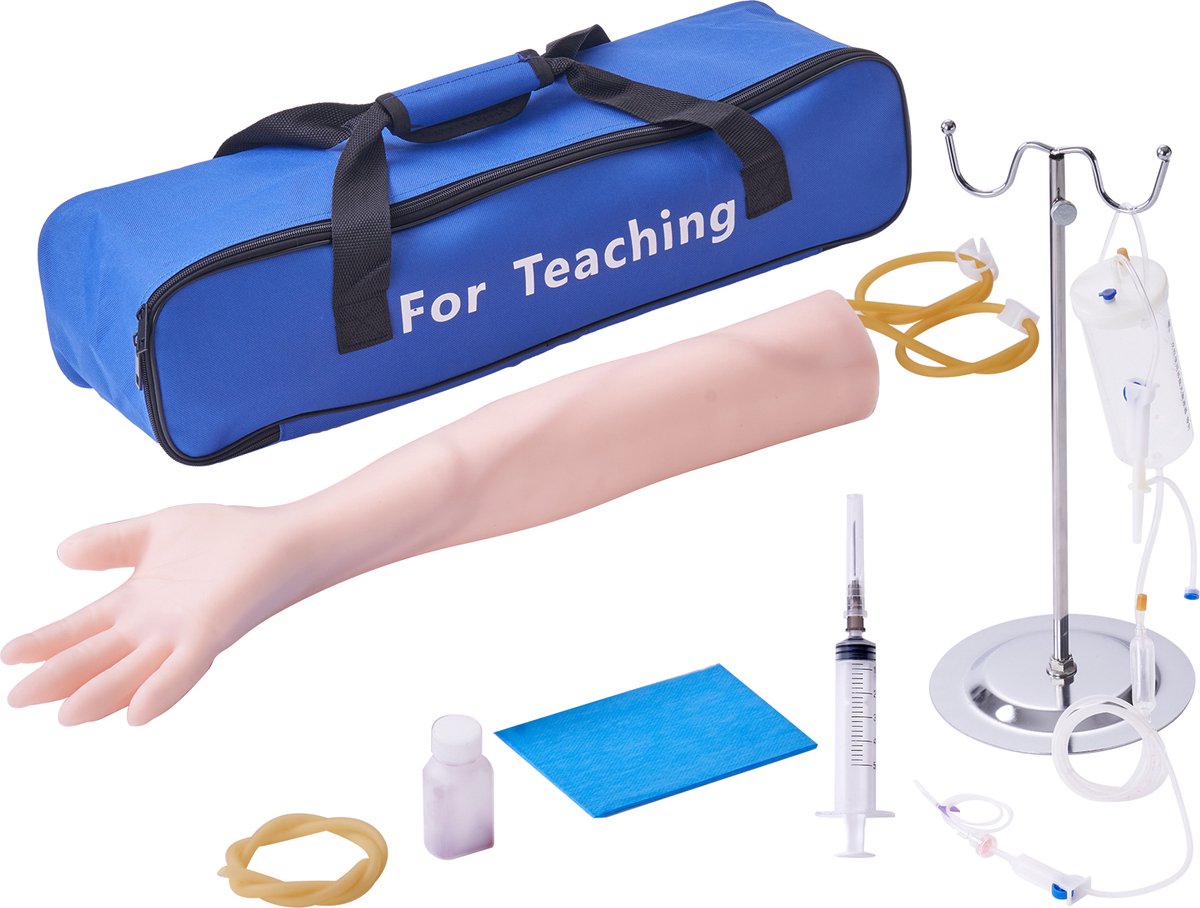 VEVOR Bloedafname Oefenset Oefenarm Bloedafname Trainingsset voor Intraveneuze Venapunctie Sterk Gesimuleerde IV Oefenarmset met Draagtas IV Vaardigheden voor Studenten Verpleegkundigen