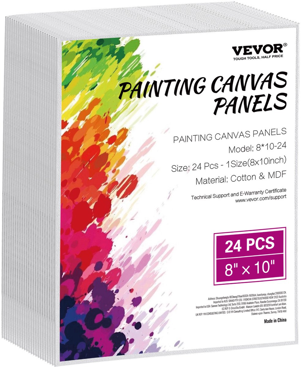 VEVOR Canvasborden Canvas 24 Stuks 203x254mm Schilderdoek Wit Olieverfschilderij