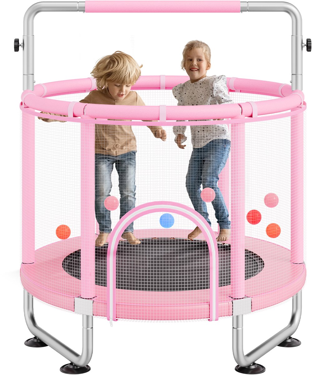 VEVOR Mini Trampoline Indoor Training Rebounder voor Kinderen met Net 147 cm Roze
