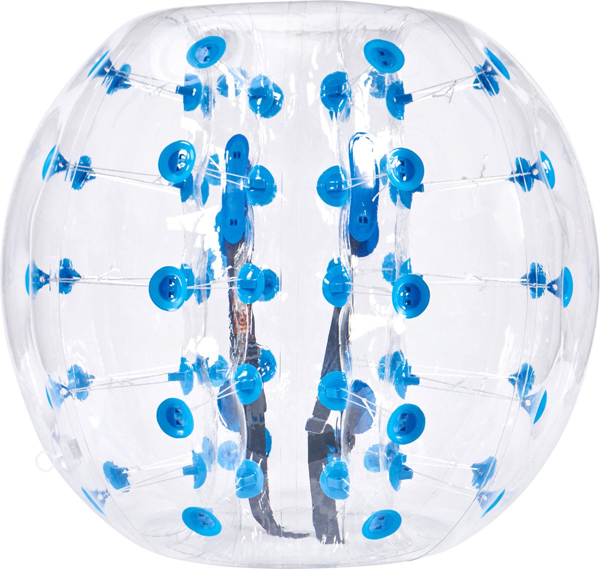 VEVOR Opblaasbare Bump Ball Bumper Shock Ball 1 stuk 1,2 m x 1,03 m Menselijke botsingsbal PVC Body Bubble Bounce Ball voor buitenactiviteiten Transparante + blauwe stippen Opblaasbare bumperbal