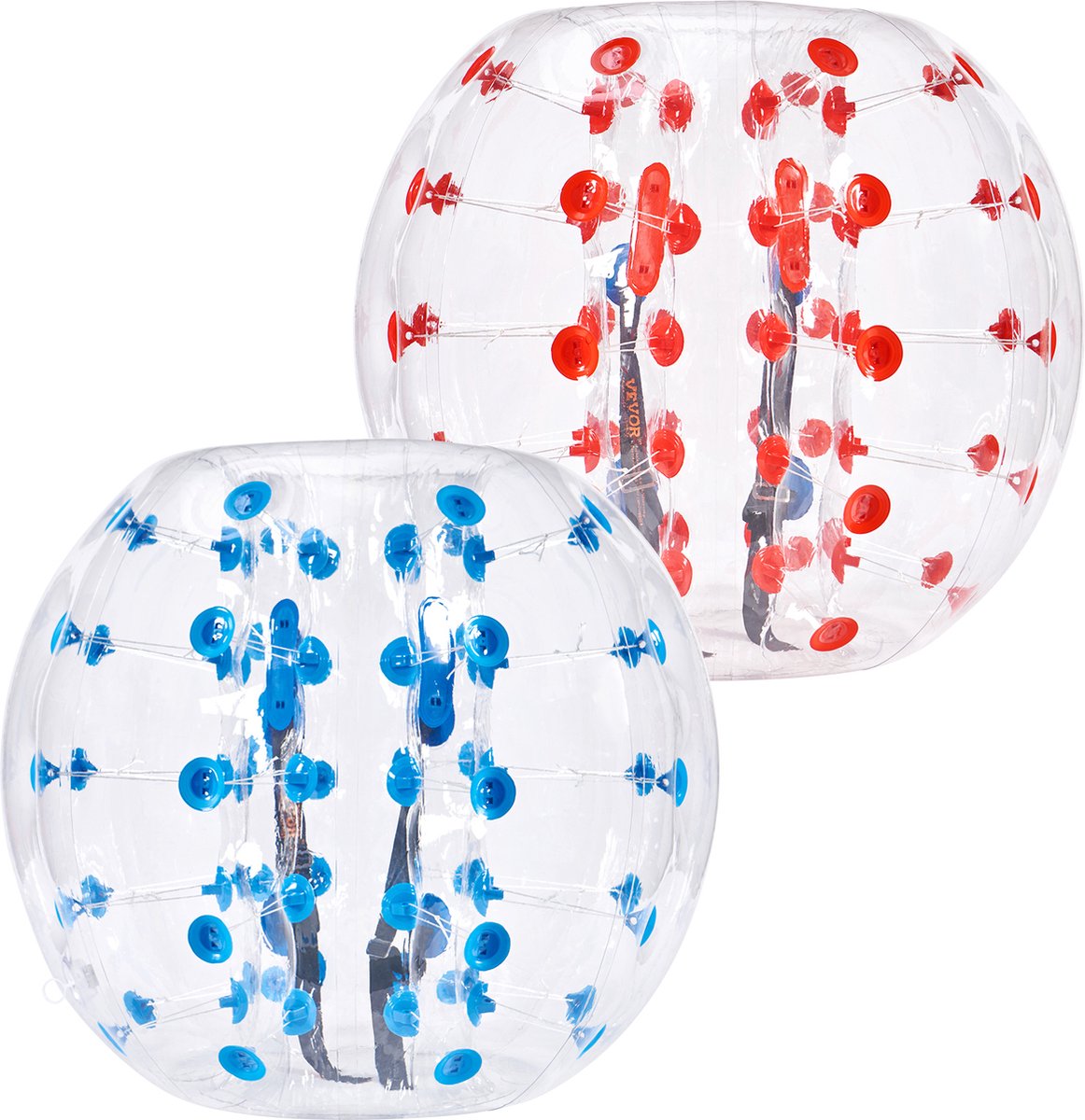 VEVOR Opblaasbare Bump Ball Bumper Shock Ball 2 Stuks 1,2 m x 1,03 m Menselijke Botsingsbal PVC Body Bubble Bounce Ball voor Buitenactiviteiten Rode + Blauwe Stippen Opblaasbare Bumperbal
