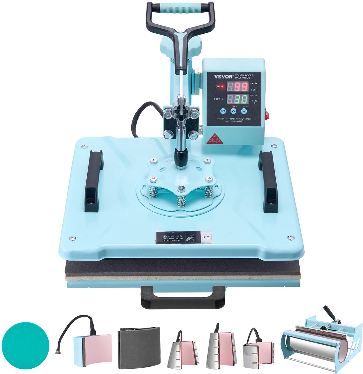 VEVOR Warmtepers Transferpers 30x38cm 8 in 1 Tumbler Press T-shirts Groen