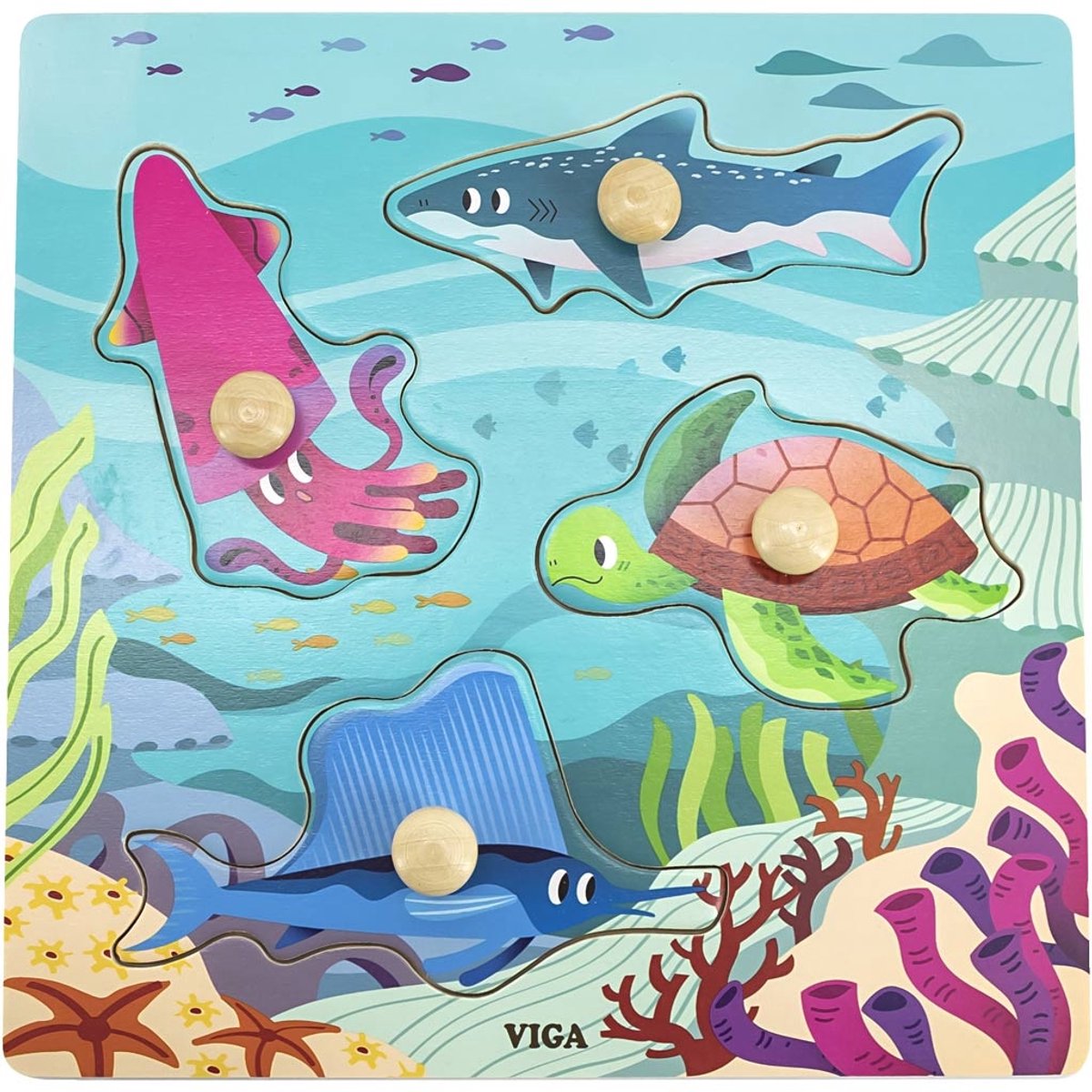 VIGA Puzzel met Knoppen, H: 26 mm, L: 22 cm, B: 22 cm, 1 stuk