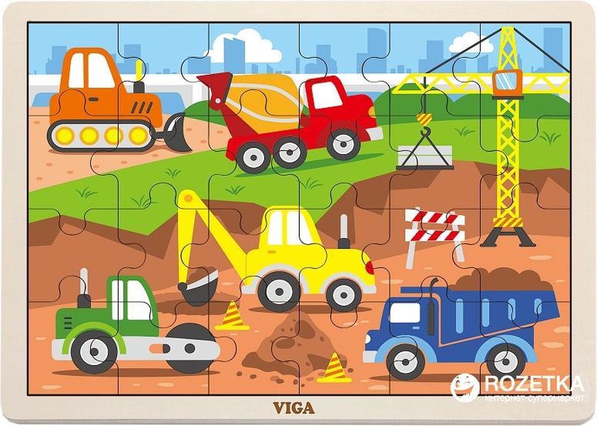 Viga, houten puzzel Werkvoertuigen