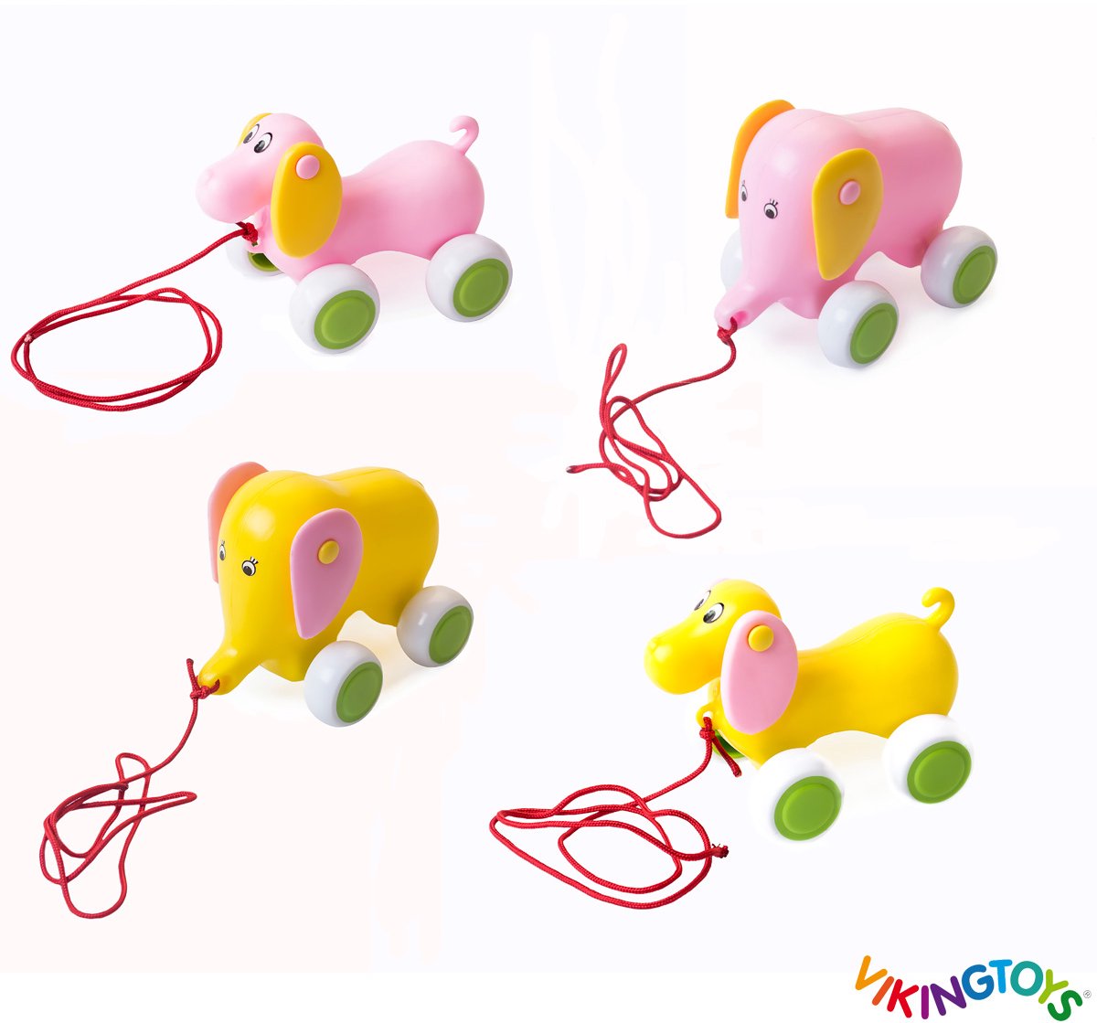 Viking Toys - Trekfiguur baby hond en olifant