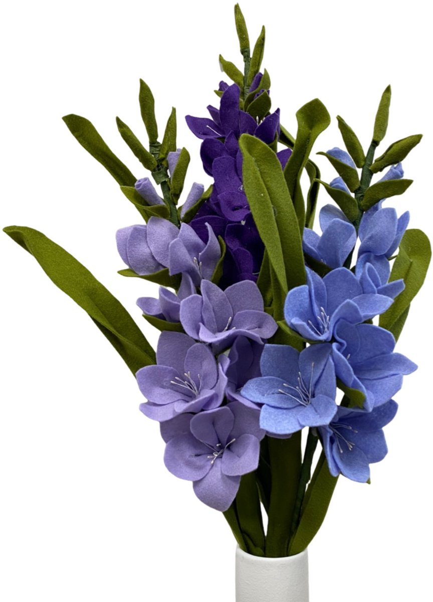 Vilt Bloemen - DIY Pakket - Gladiolen - Set van 3 takken - Paars - Lila - Lavendel - Zelf maak bloemen