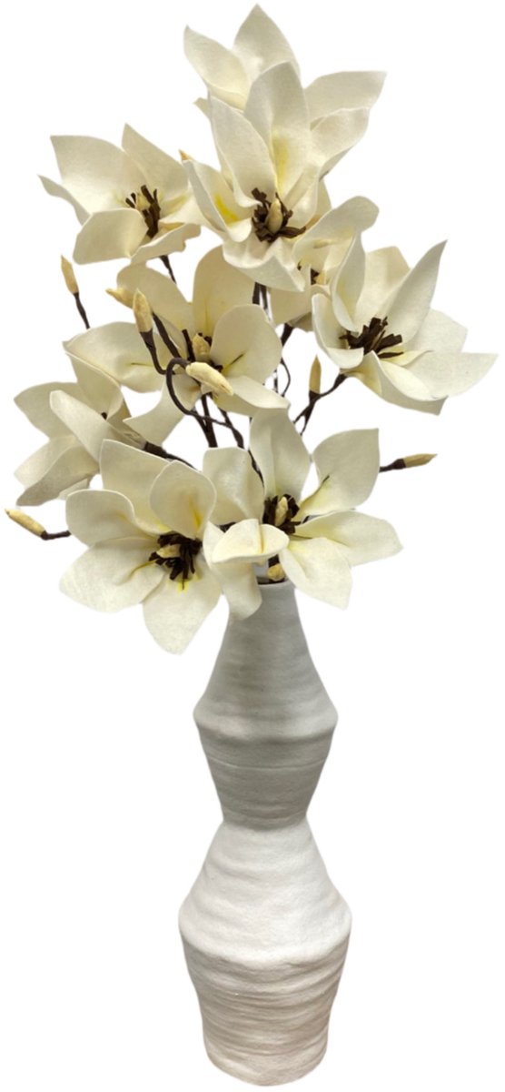 Vilt Bloemen - DIY Pakket - Magnolia - Crème/Geel - Set van 3 takken