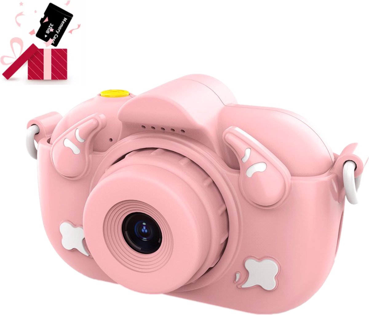 Digitale Kindercamera Vitasy - HD 1080p - Roze - Kinder Camera Digitaal - Vlog camera kinderen - Fototoestel Voor Kinderen - Inclusief 32GB SD Kaart