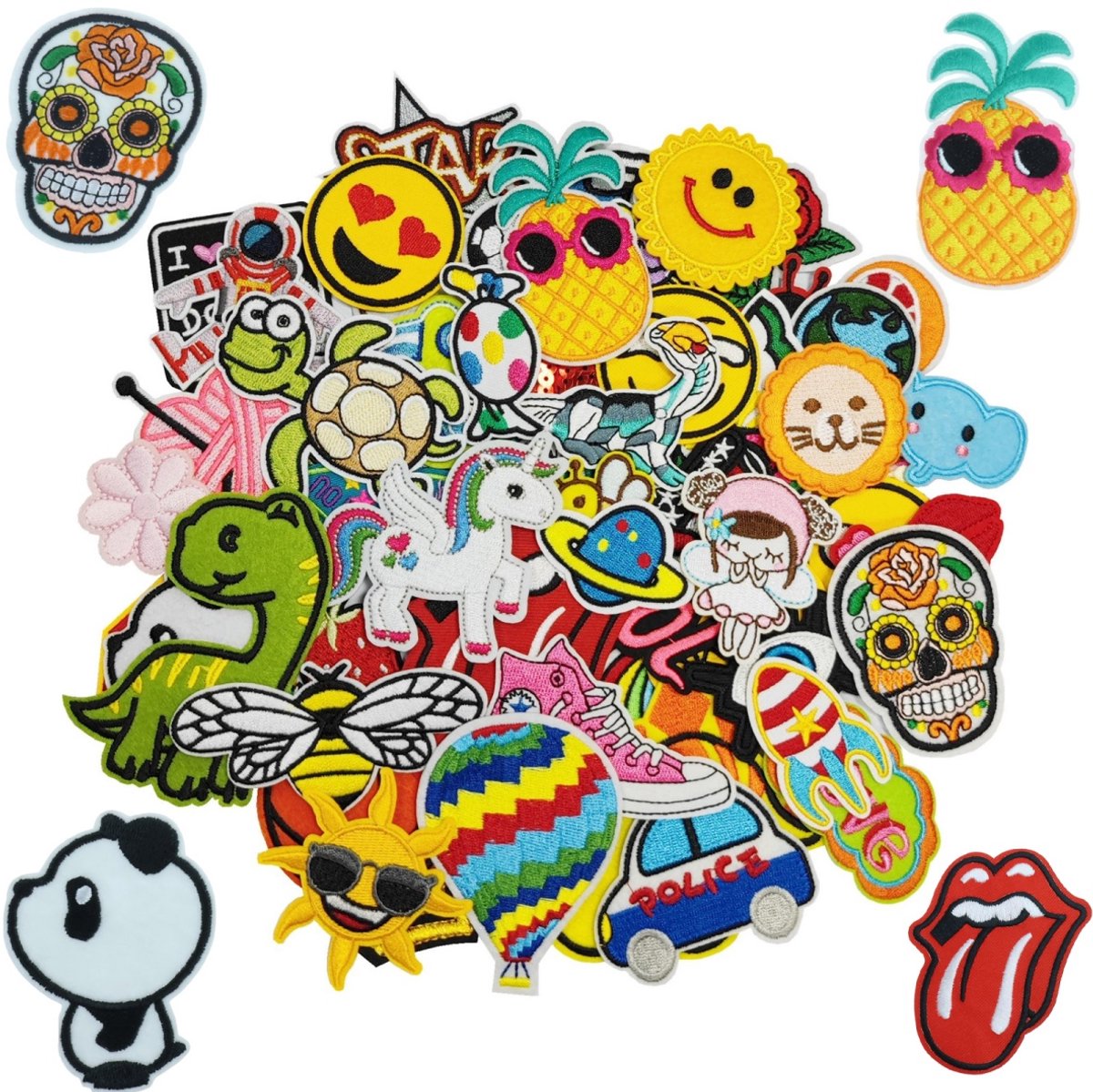 Vitdipy - 60 delige set - Strijk Embleem - Opstrijkbare geborduurde patches - Versiering Voor Kleding - Kleding Patchs - DIY - Voor jassen, hoeden, rugzakken, jeans