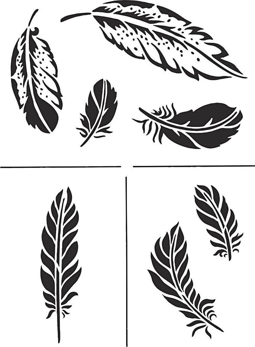 Flexibel Sjabloon - Veren Sjabloon - DIY Knutselmateriaal - A4 Sjablonen - Hobbywerk Sjablonen - Creatieve Versieringen - Hobby Veren Sjabloon - Decoratief Knutsel Sjabloon - 210x297mm / 1 Stuk