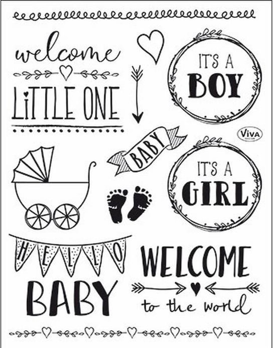 Viva decor silicone stempel Hello Baby - babystempels