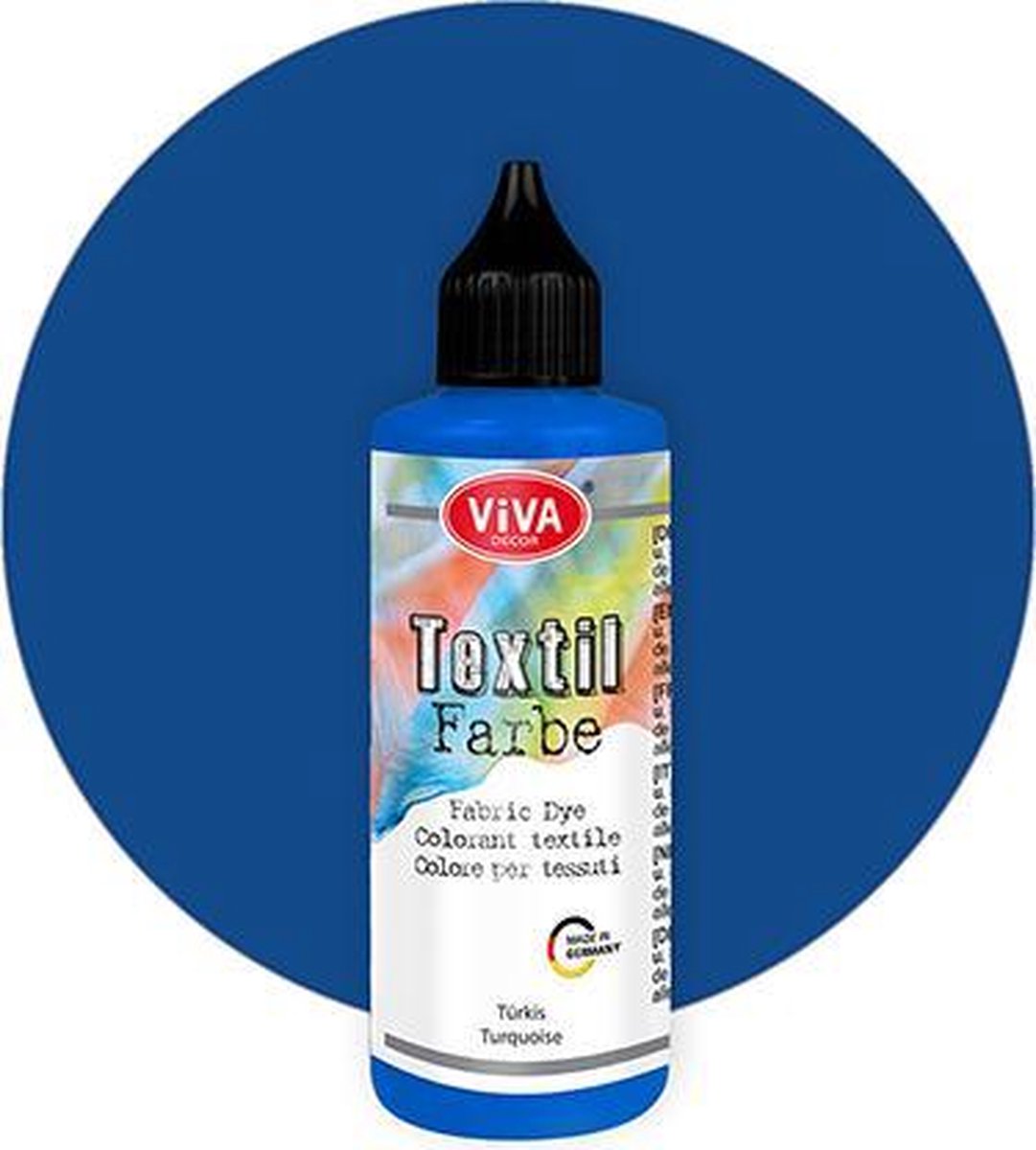 Textielverf Turquoise – Turquoise Kledingverf – Textiel Kleurstof – Stoffenverf - Kledingverf - Verf Voor Kleding - Cold Dye, Vintage Effect, Batik, Tie-dye, Shibori, Dip Dye - Viva - 90 ml