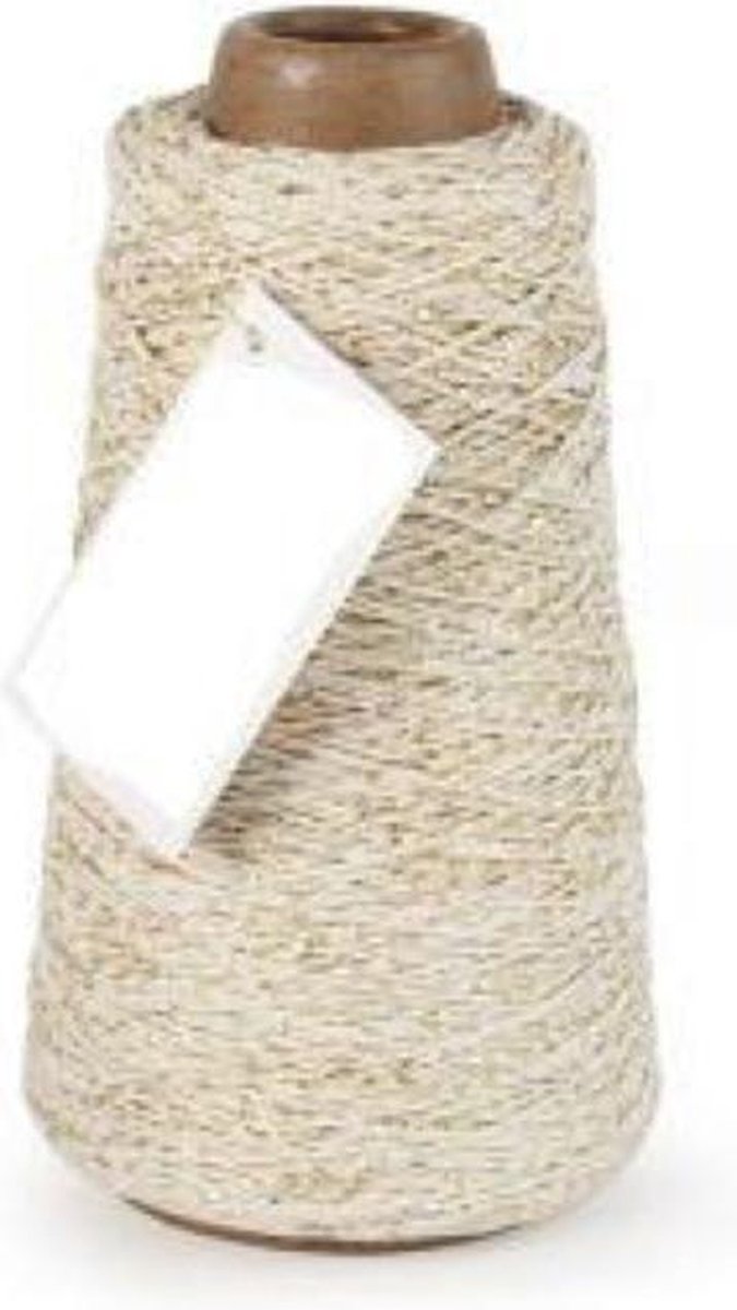 Cotton Cord Lurex/ Katoen touw 300 meter creme/goud ø2mm