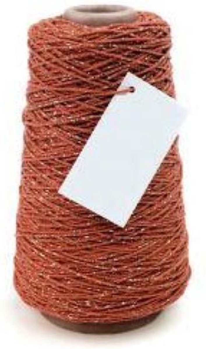 Cotton Cord Lurex/ Katoen touw 300 meter warm rood /goud ø2mm
